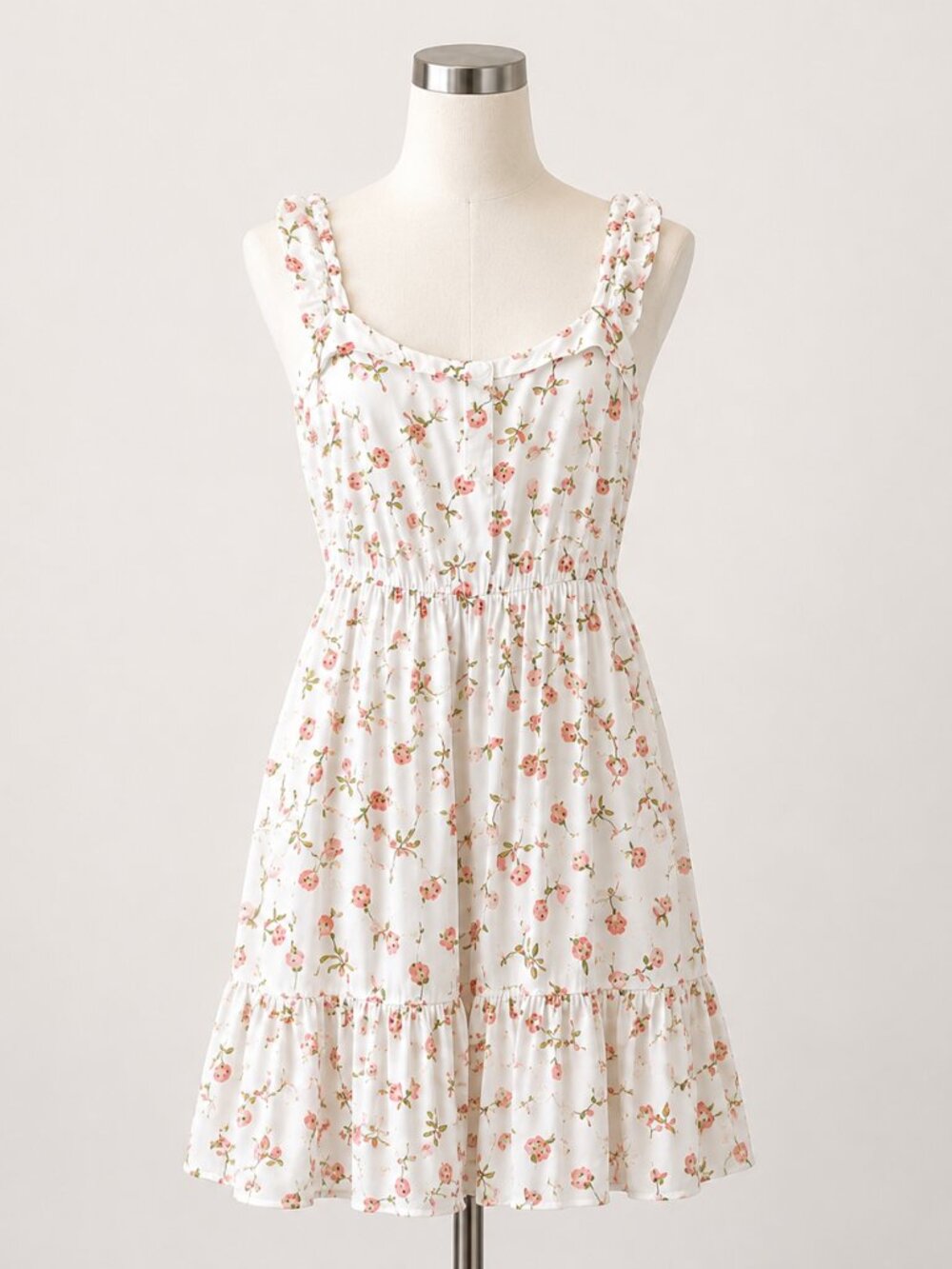 Reformation Floral Rose Print Mini Dress  White & Pink Size 8